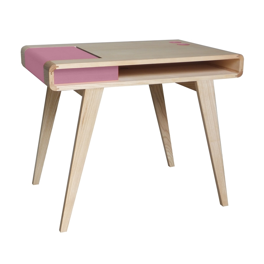 Bureau Bois Massif Contemporain : Bureau r?tro contemporain en bois Kolorea rose, de la marque Atelier Bureau Bois Massif Contemporain : Bureau r?tro contemporain en bois Kolorea rose, de la marque Atelier