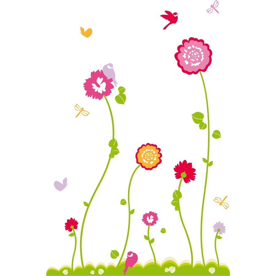 Stickers enfant aux chants des oiseaux et des fleurs